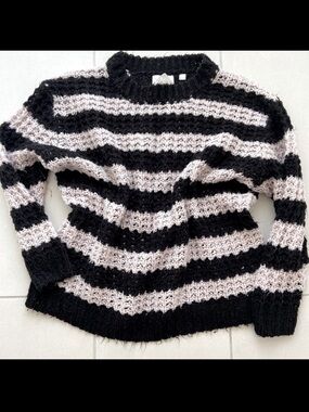 Cheap Monday Oversized Stripe Knit Sweater – Black & Taupe Slouchy Knit | XXS
